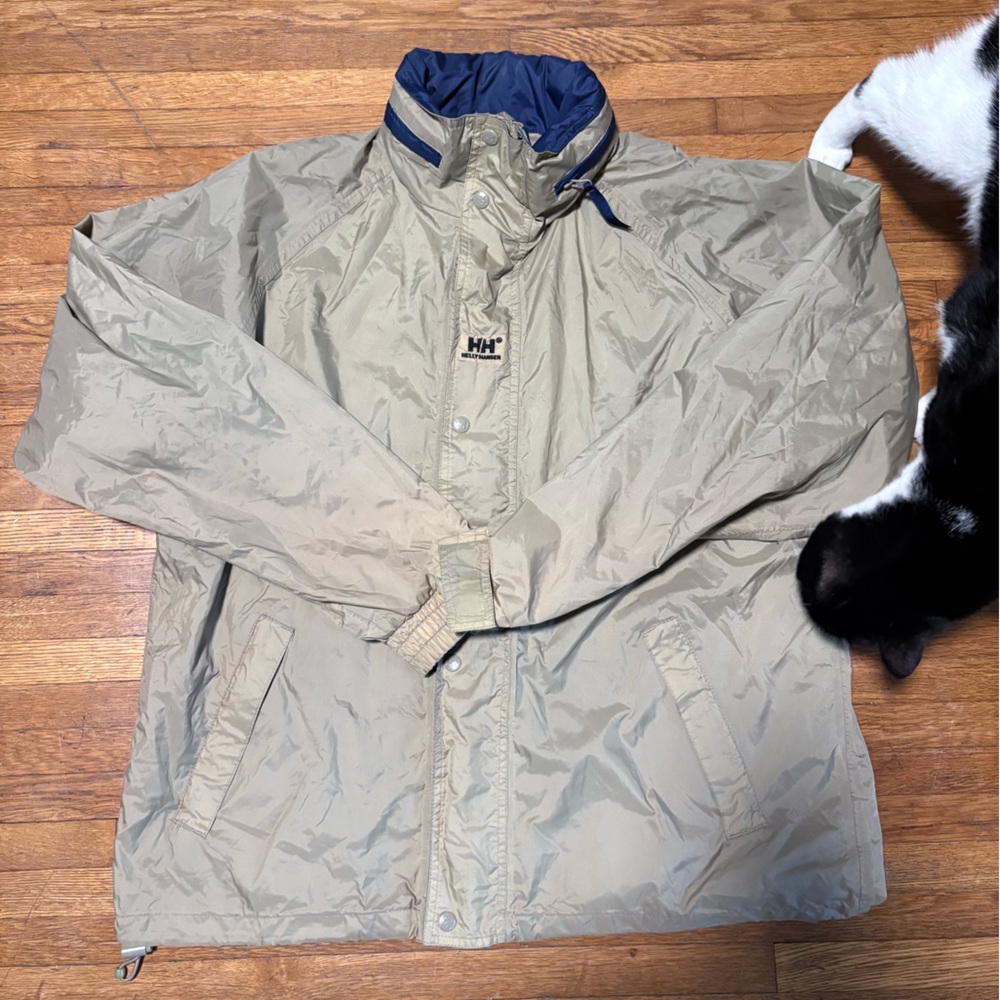Vintage 90’s Helly Hansen Full Zip Khaki/Tan Hooded Windbreaker Size Large